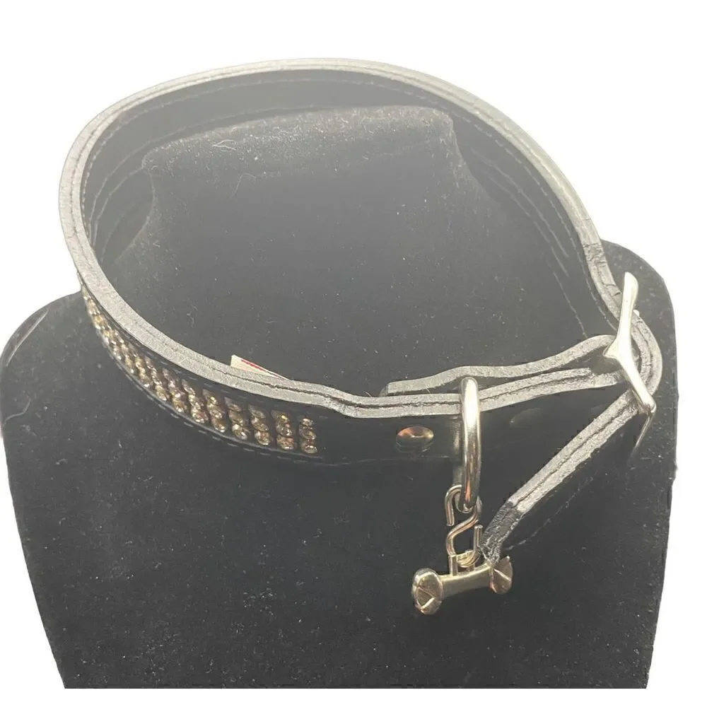 Fox & Hound three row rhinestone dog collar